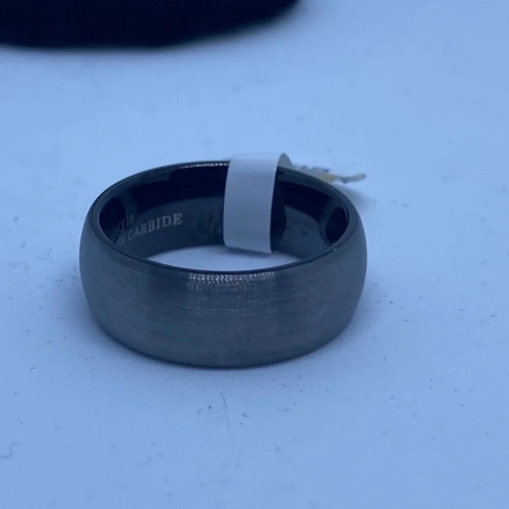 Tungsten‎ Carbide Wedding Band Men Size 8 Gray Black Ring 8mm Minimalist